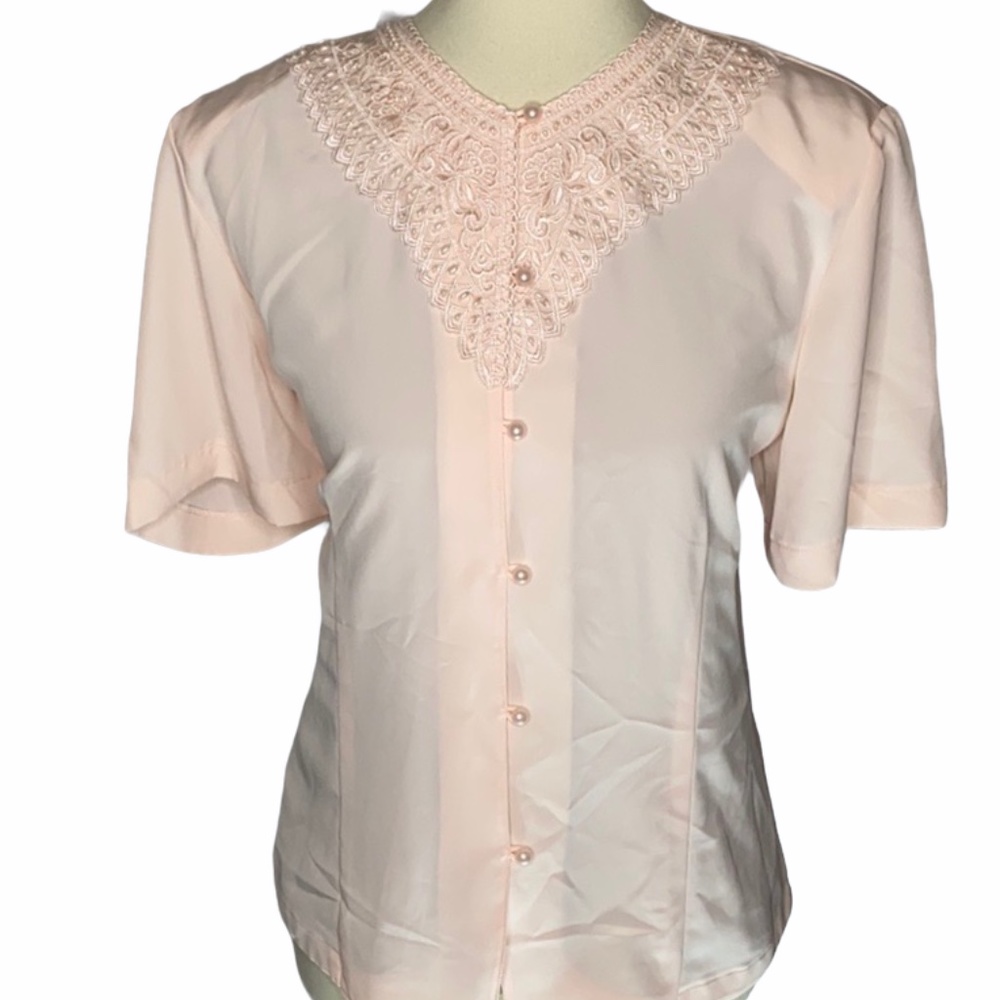 Vintage embroidered silky blouse